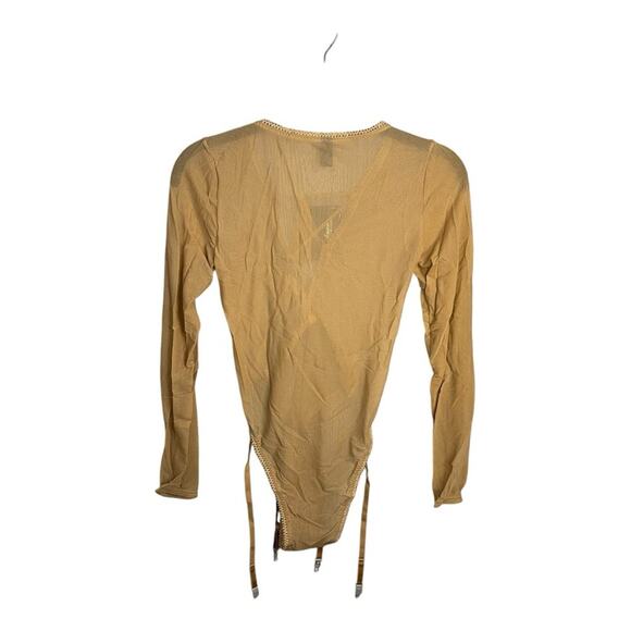 Frederick's of Hollywood Lola Lee Mesh Long Sleeve Sheer Teddy Latte M NWT‎ - Picture 5 of 10